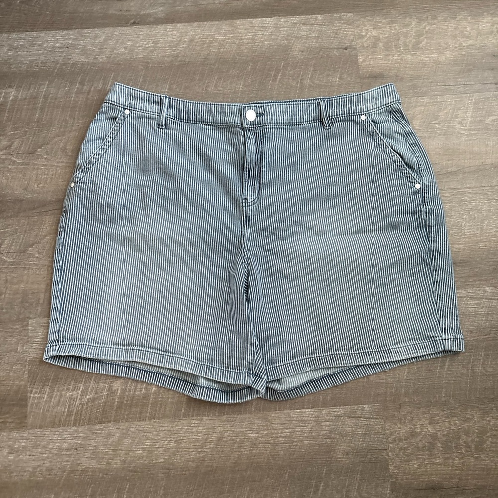 Lane Bryant Blue Striped Jean Shorts